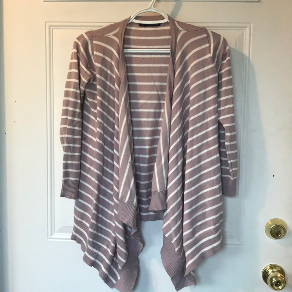Striped open front drapey cardigan
